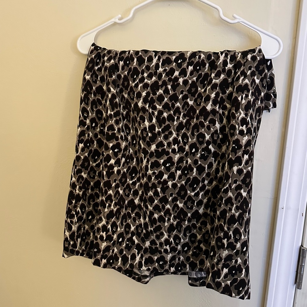 Ann Taylor Black and Brown Animal Print Mini Skirt